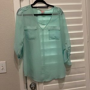Candies green and white blouse size XL
